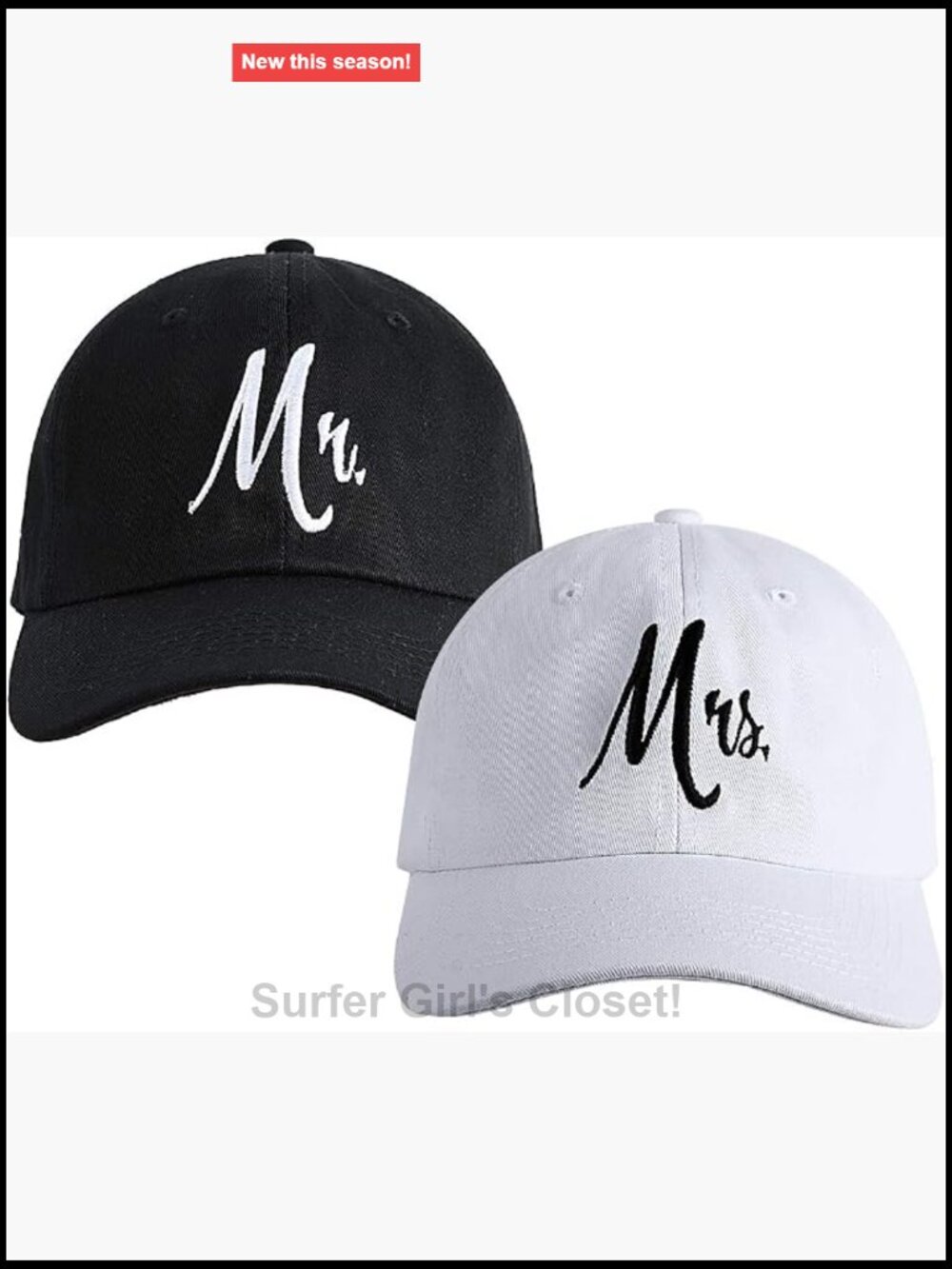 Matching Mr. & Mrs. Baseball Caps Embroidered Couple Gift